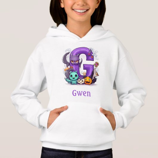 Schattigee Halloween Monogram Letter G Hoodie (Voorkant)