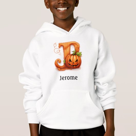 Schattigee Halloween Monogram Letter J Hoodie (Voorkant)