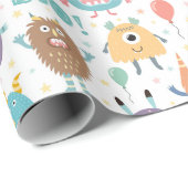 Schattigee Halloween Monsters | BABY SHOWER Cadeaupapier (Rol Hoek)