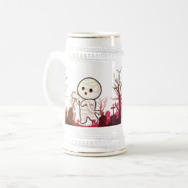 Schattigee Halloween-mummie in Spooky Graveyard -  Bierpul