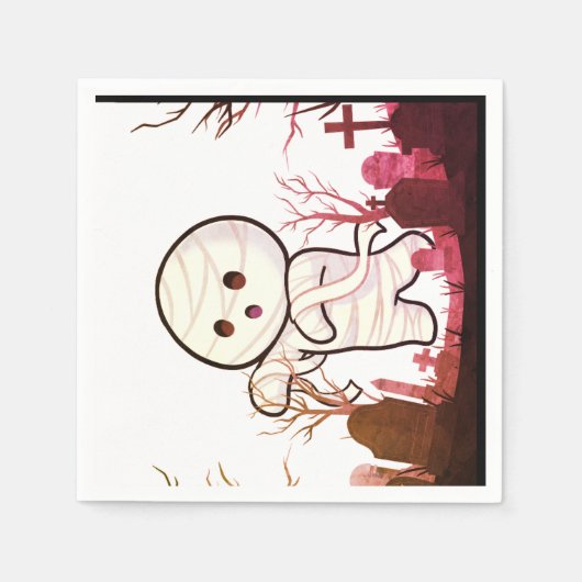 Schattigee Halloween-mummie in Spooky Graveyard -  Servet (Voorkant)