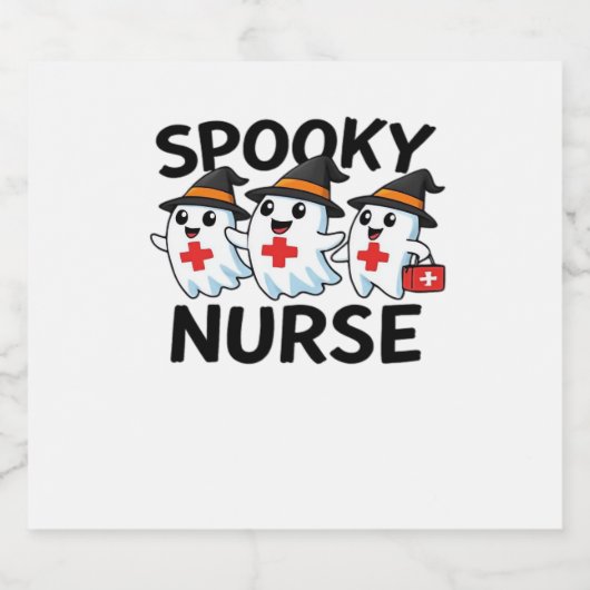 Schattigee Halloween Nurse Ghosts Cartoon Classic Sparkling Wijnetiket (Enkel label)