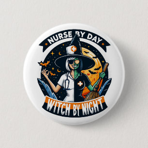 Schattigee Halloween Nurse van Day Witch by Night Ronde Button 5,7 Cm