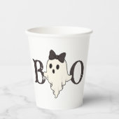 Schattigee Halloween Paper Cup - "Boo" Ghost met B Papieren Bekers (Voorkant)