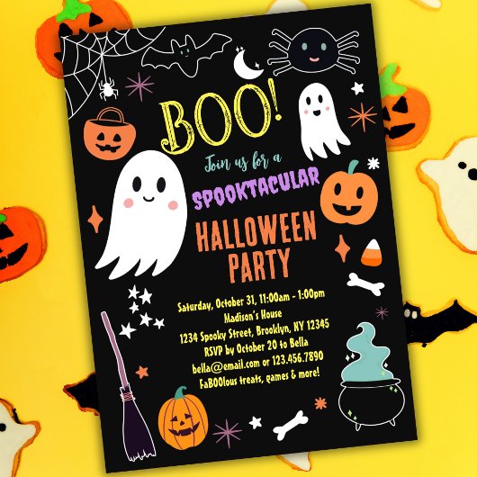 Schattigee Halloween Party Invitation Spooktacular Kaart