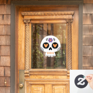 Schattigee Halloween Party Sugar Skull Raamsticker