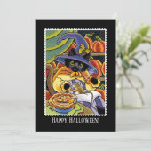 Schattigee Halloween Pie Witch Black Cat Mouse Fun Kaart (Staand voorkant)