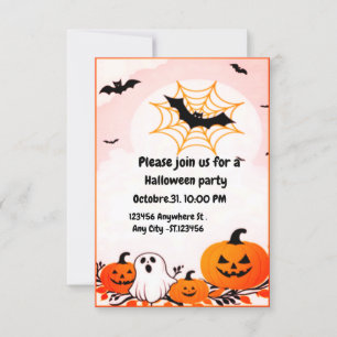 Schattigee Halloween pompoen en geest Kaart