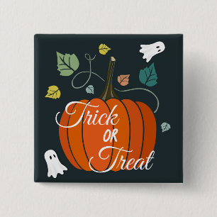 Schattigee Halloween Pompoen en Geesten Trick or t Vierkante Button 5,1 Cm