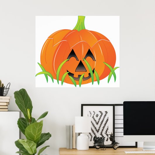 Schattigee Halloween pompoen Jack-O-Lantern Poster (Thuiskantoor)