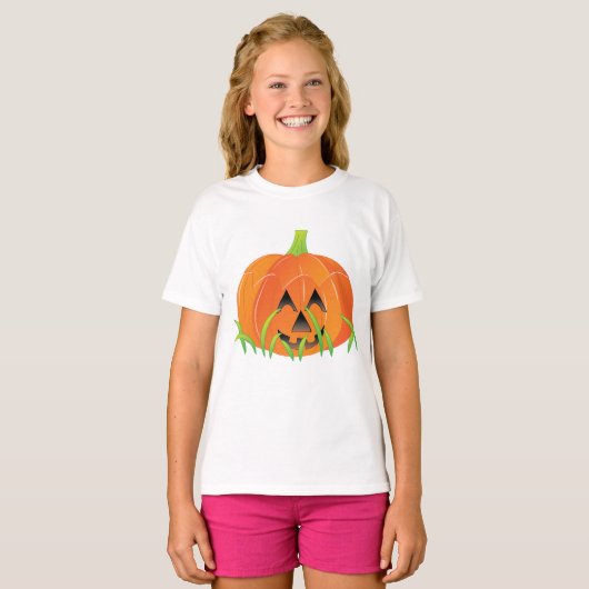 Schattigee Halloween pompoen Jack-O-Lantern T-shirt (Voorkant volledig)