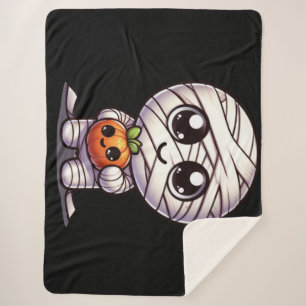 Schattigee Halloween pompoen / mummie Sherpa Deken