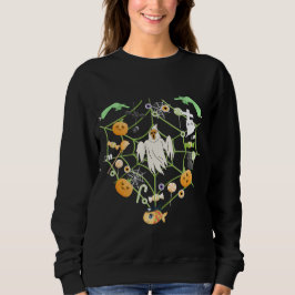 Schattigee Halloween pompoenen en White Ghost Spin Trui