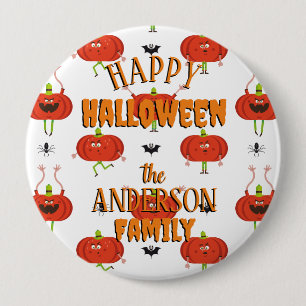 Schattigee Halloween pompoenen, spin & vleermuispa Ronde Button 4,0 Cm
