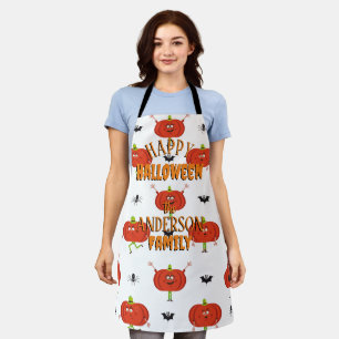 Schattigee Halloween pompoenen, spin & vleermuispa Schort