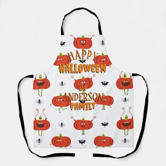 Schattigee Halloween pompoenen, spin & vleermuispa Schort (Voorkant)