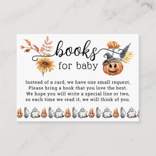 Schattigee Halloween Pumpkin Little Boo Boeken voo Informatiekaartje (Voorkant)