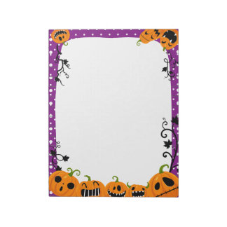 Schattigee Halloween Pumpkin Paarse Polka Dot Notitieblok