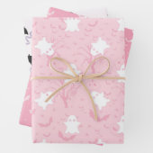 Schattigee Halloween roze spook en vleermuis Inpakpapier Vel (In situ)