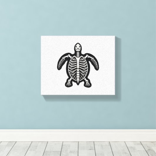 Schattigee Halloween schildpad skelet schildpad sc Canvas Afdruk (Insitu (Houten vloer))