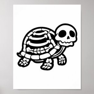 Schattigee Halloween schildpad skelet schildpad sc Poster