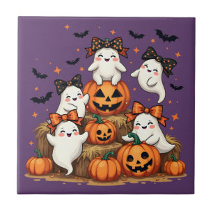 Schattigee Halloween-spoken in Coquette Bows & Pum Tegeltje
