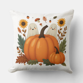 Schattigee Halloween-spoken met pompoenen en Herfs Kussen