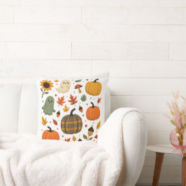 Schattigee Halloween-spoken met pompoenen en Herfs Kussen