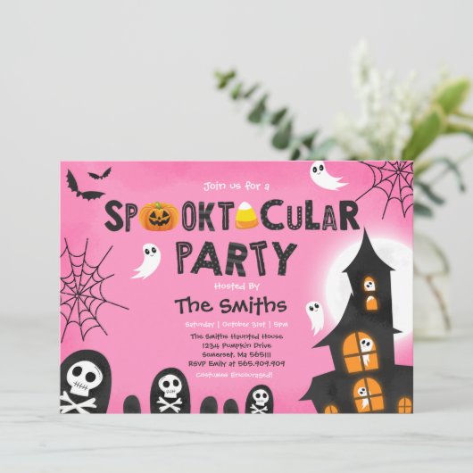 Schattigee Halloween spooktacular huis Kaart (Staand voorkant)