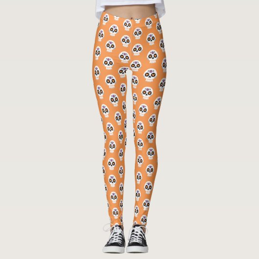 Schattigee Halloween Sugar Skull legging (Voorkant)