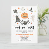 Schattigee Halloween Trick or treat Uitnodiging (Staand voorkant)