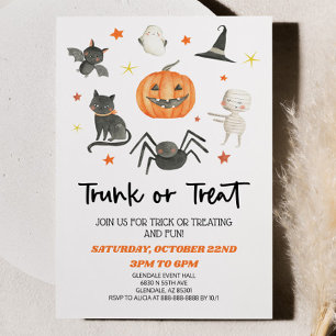 Schattigee Halloween Trunk of Treat Party Invitati Kaart
