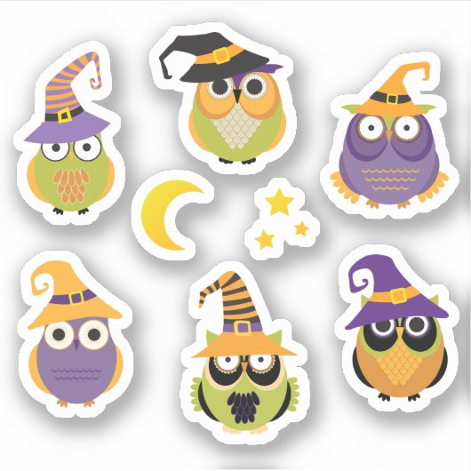 Schattigee Halloween Uil Witches Sticker (Voorkant)