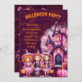 Schattigee Halloween uitnodiging voor kinderen (Voorkant / Achterkant)