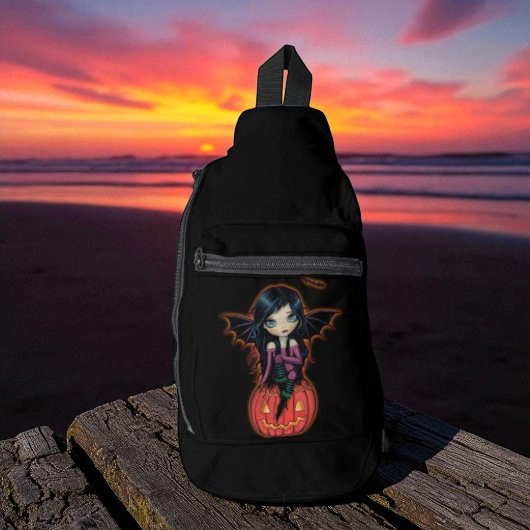 Schattigee Halloween Vampire Girl en Jack-o-Lanter Sling Bag