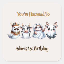 Schattigee Halloween verjaardag Vierkante Sticker