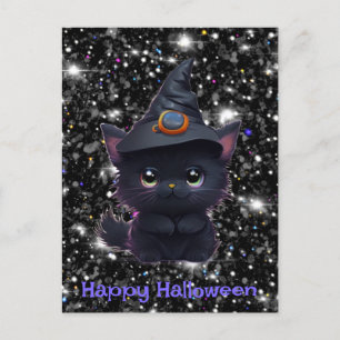 Schattigee Halloween zwarte kat Briefkaart