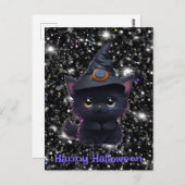 Schattigee Halloween zwarte kat Briefkaart (Voorkant / Achterkant)