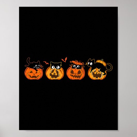 Schattigee Halloween zwarte kat pompoen voor kinde Poster (Voorkant)