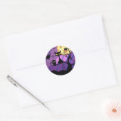 Schattigee Halloween zwarte kat / uil & spooky tre Ronde Sticker (Envelop)