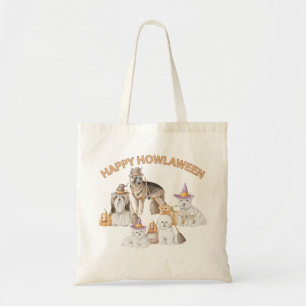 Schattigee Halloweenhonden Duitse Shepard Bichon Tote Bag