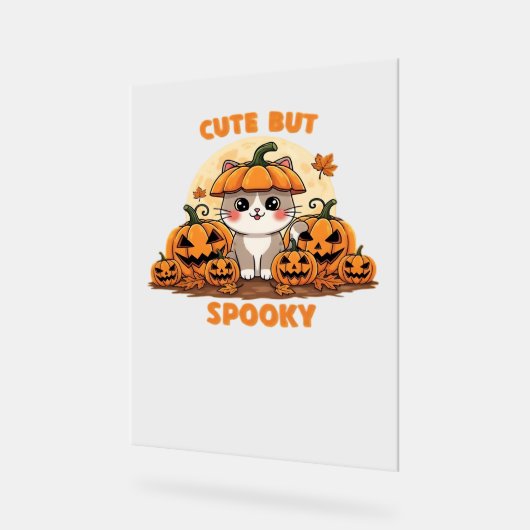 Schattigee Halloweenkat met pompoenen - Kawaii Spo Acryl Bord (Hoek)