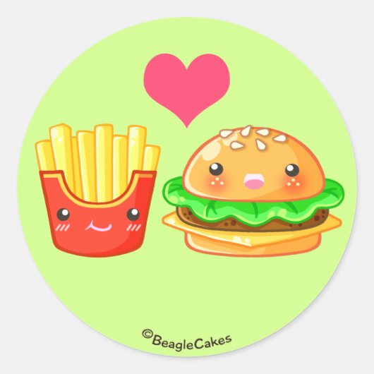 Schattigee Hamburger & Fries Sticker (Voorkant)