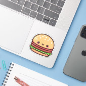 Schattigee hamburger op maat gesneden vinyl Sticke Sticker (Laptop met iPhone)