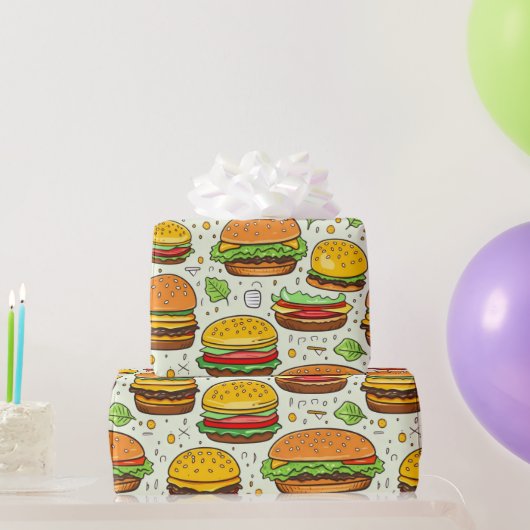 Schattigee hamburgerpatroon cadeaupapier (Feestgeschenken)