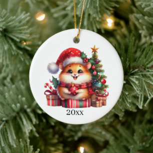 Schattigee Hamster datum en bericht toevoegen Kers Keramisch Ornament