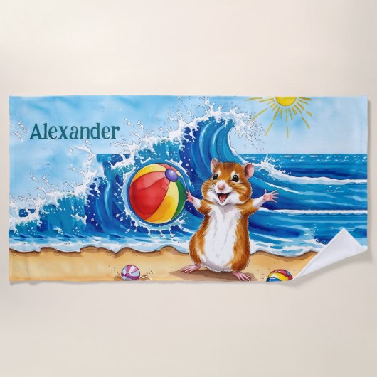 Schattigee hamster gepersonaliseerd strandlaken (Voorkant)