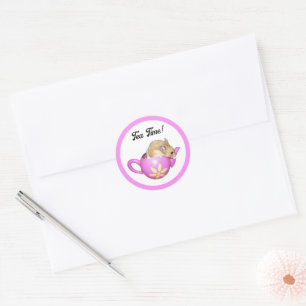 Schattigee hamster in roze theepot met Daisy Photo Ronde Sticker