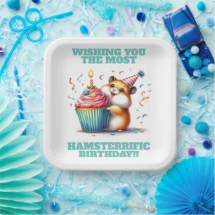 Schattigee Hamster Lifting Cupcake Hamsterrific Ve Papieren Bordje