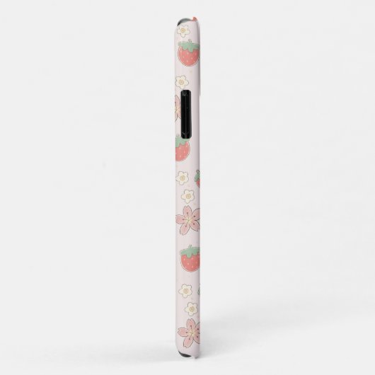 Schattigee hamster met bloemenaardbei achtergrond Case-Mate iPhone case (Achterkant/rechts)
